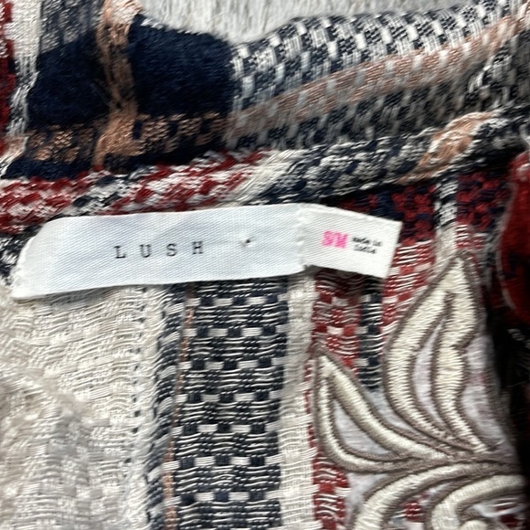 LUSH Plaid Duster Jacket with Embroidery on back, size S/M - Picture 4 of 9